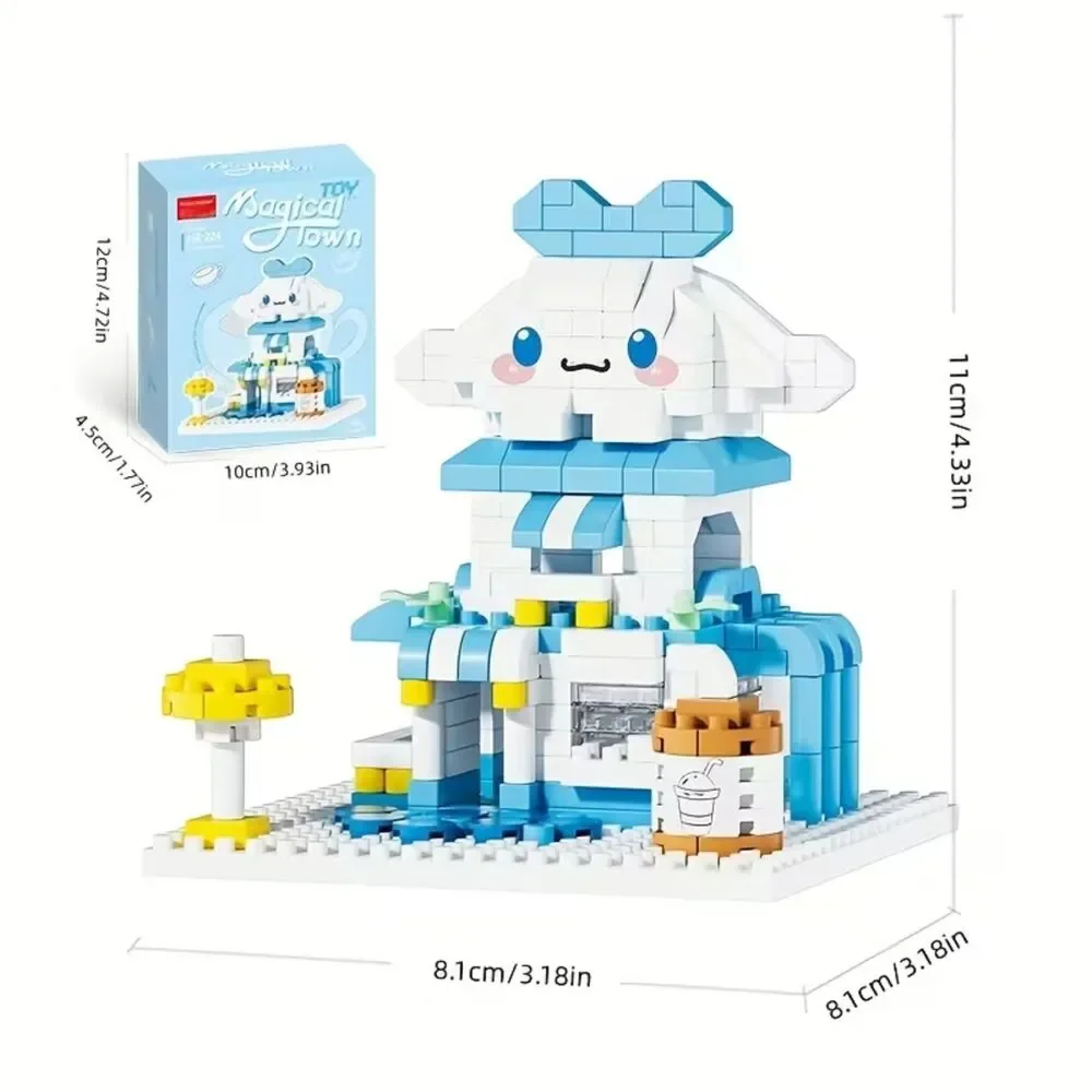 Large Eared Dog Mini Milk Tea Shop Building Blocks Street Scene Model Toy